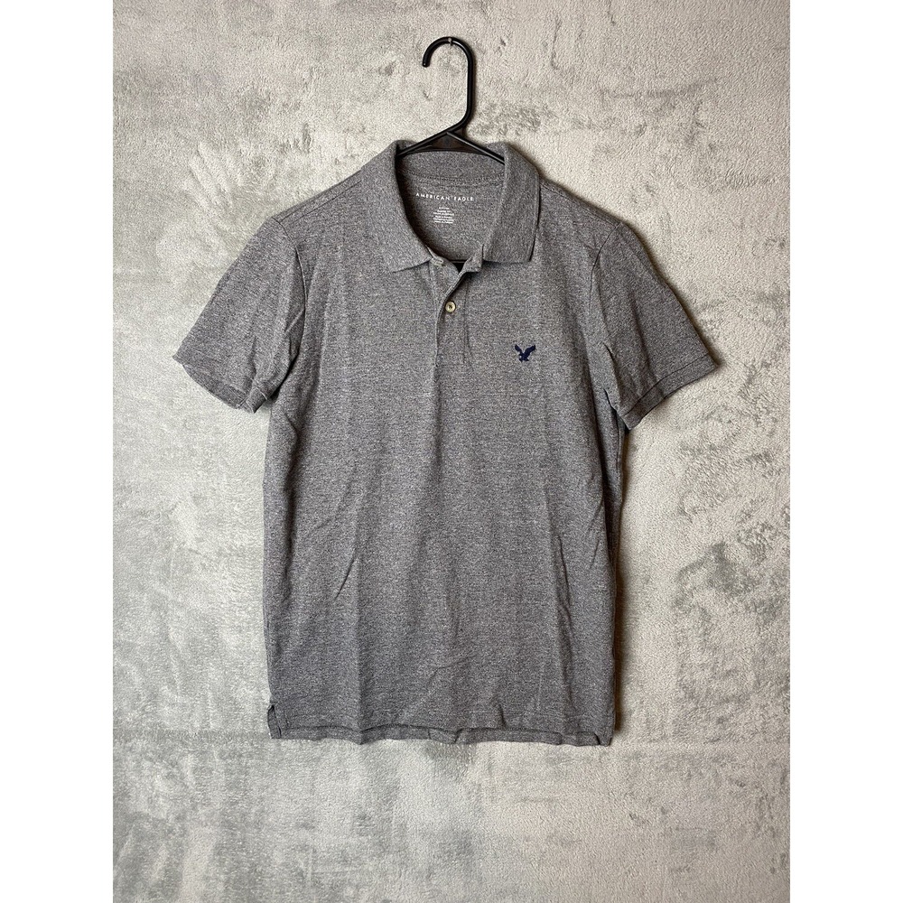 American Eagle Mens Small Gray Short Sleeve Polo Shirt